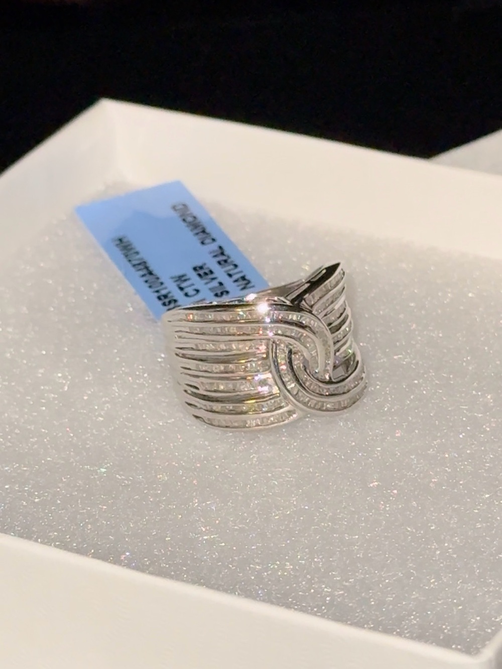 Silver Diamond Knot Statement Ring